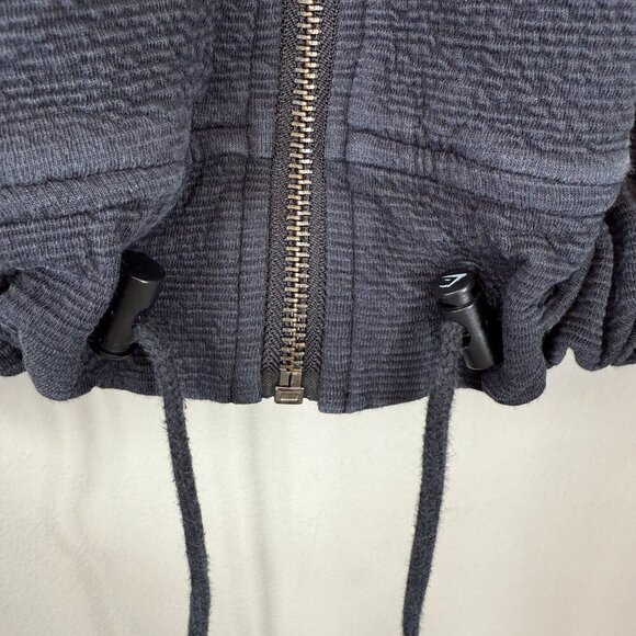 Gymshark Cropped Full Zip Hooded Sweatshirt Women's Small Black Workout Active - Picture 8 of 13